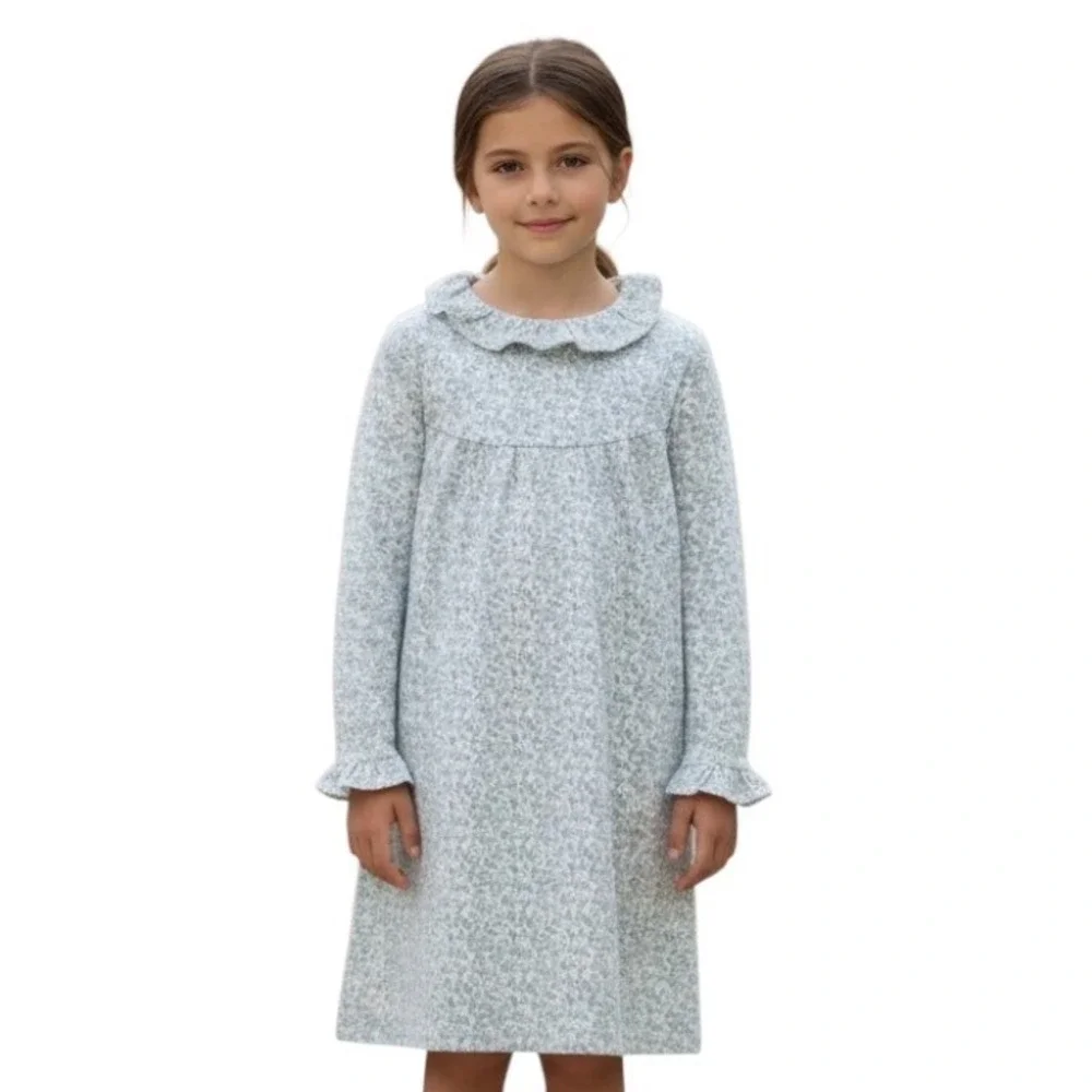 PETITE PLUME Scarlett Nightgown Gown STAFFORD FLORAL White w/Blue-Green GIRLS 14